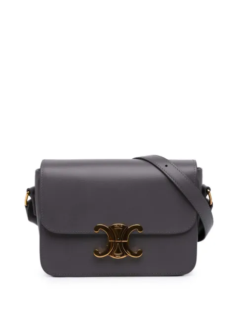 Celine Pre-Owned 2024 Teen Shiny Calfskin Triomphe crossbody bag Grey HM1Y3GLP5TMO8M5U