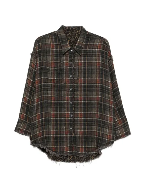 R13 plaid-check distressed-effect reversible cotton shirt Brown R13WR463R927A