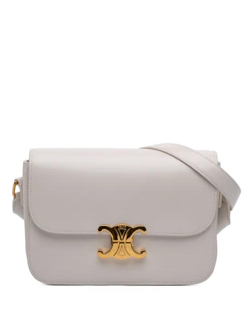 Celine Pre-Owned 2024 Classique Shiny Calfskin Triomphe crossbody bag White EKQRSYBAQQLD1RYT