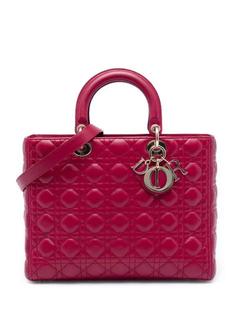 Christian Dior Pre-Owned 2018 Large Lambskin Cannage Lady Dior satchel Pink CR07QIK3FJOBYSTS