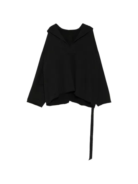 Rick Owens DRKSHDW V-neck asymmetric hoodie Black DU02F6268FPBK