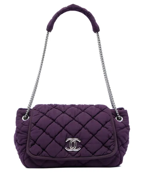 CHANEL Pre-Owned 2008-2009 Nylon Bubble Quilt Accordion Chain Flap shoulder bag Purple 6SDMJ0ZAGDSUKNGM