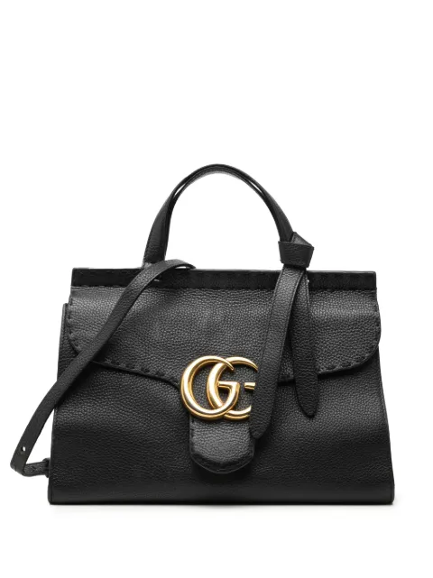Gucci Pre-Owned 2000-2015 Small GG Marmont Grained Calfskin Top Handle satchel Black ITDC21GB06RJY5PG