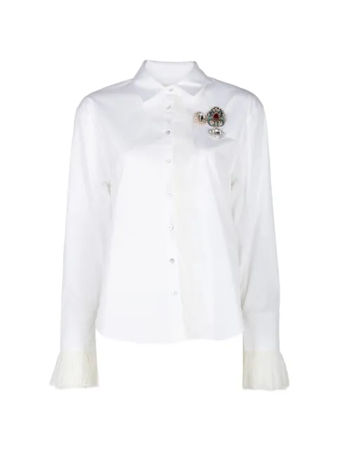 Cinq A Sept Rococo brooch lace-trim shirt White ZW2284B9321Z