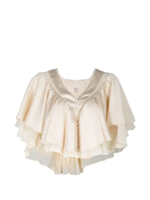 Cinq A Sept Mary ruffled button-front top Neutrals ZW223212081Z