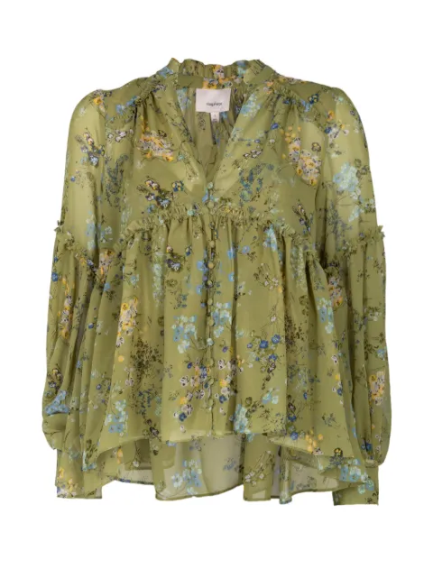 Cinq A Sept Edeline floral-print ruffled blouse Green ZW226912215Z