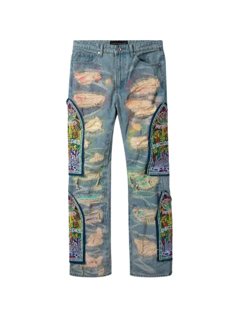 Who Decides War Fusion distressed-finish jeans Blue 2637100000201FDJMULT