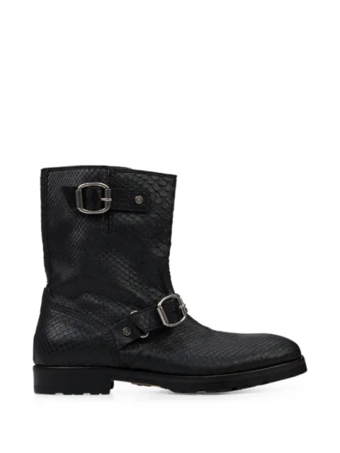 Jimmy Choo buckle-fastening snakeskin boots Black JIMWFTW0001