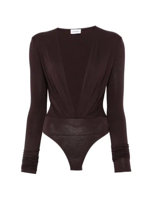 THE ANDAMANE plunging V-neck long-sleeve bodysuit Red T200771A