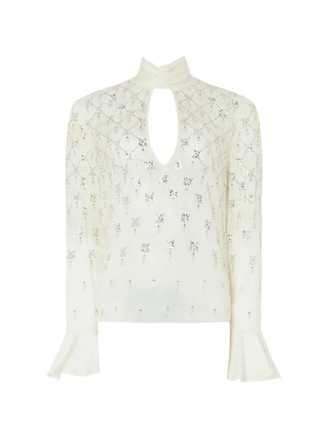 Temperley London Gallantry crystal-embellished blouse Neutrals 26AGAL55131