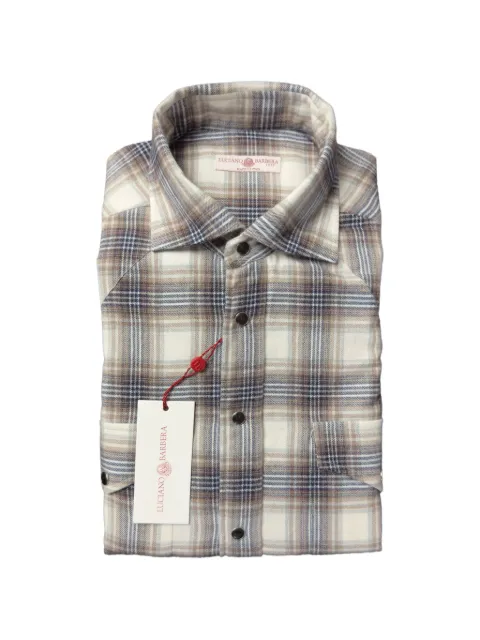Luciano Barbera plaid-check long-sleeve shirt Neutrals 15594671228116B