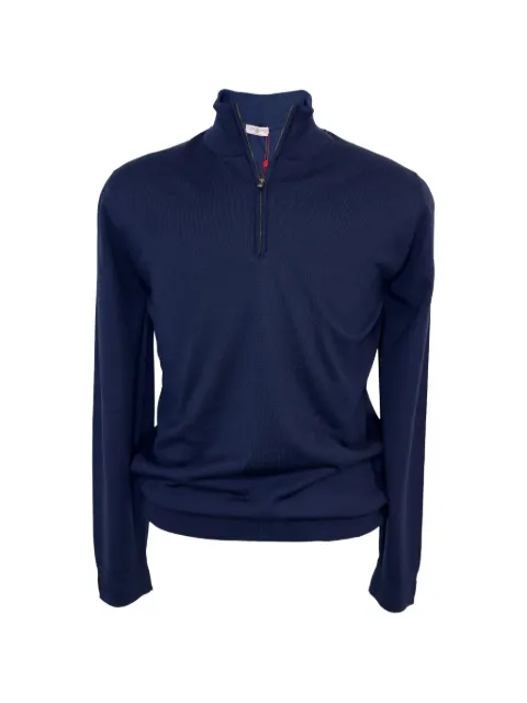 Luciano Barbera quarter-zip wool sweater Blue 1997075701189