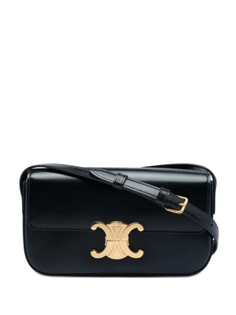 Celine Pre-Owned 2021 Shiny Calfskin Triomphe Claude shoulder bag Black B75ACCVZ7TWL1XCY