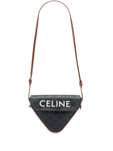 Celine Pre-Owned 2021 Triomphe Coated Canvas Logo Triangle crossbody bag Brown AIKXNGG14S8ZXTSK