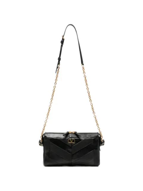 Valentino Garavani Panthea V-logo leather shoulder bag Black 9W2B0S99UYF