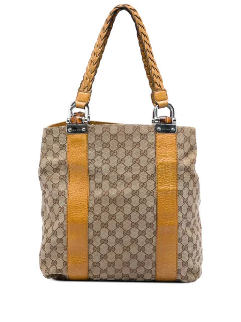 Gucci Pre-Owned 2016-2026 Large GG Canvas Bamboo Libeccio tote bag Neutrals 7YMZ2KHM3Y1I7QI0
