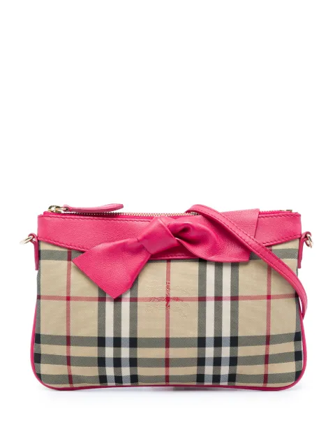Burberry Pre-Owned 2000-2017 Haymarket Check Nylon Peyton Bow Tie crossbody bag Pink 5RNWORTIU14BJDNR