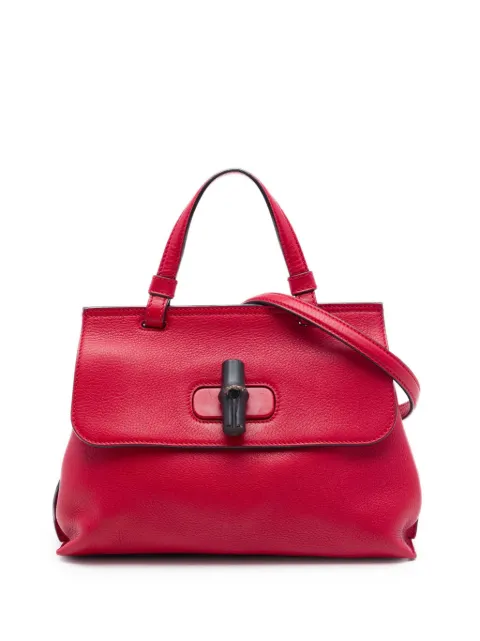 Gucci Pre-Owned 2016-2026 Small Calfskin Bamboo Daily satchel Red 59TQRKSCTAGFLLSJ