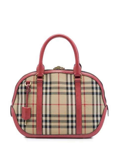 Burberry Pre-Owned 2000-2017 Small Haymarket Check Nylon Orchard Bowling Bag satchel Pink 0OVTNW93A76M38JB
