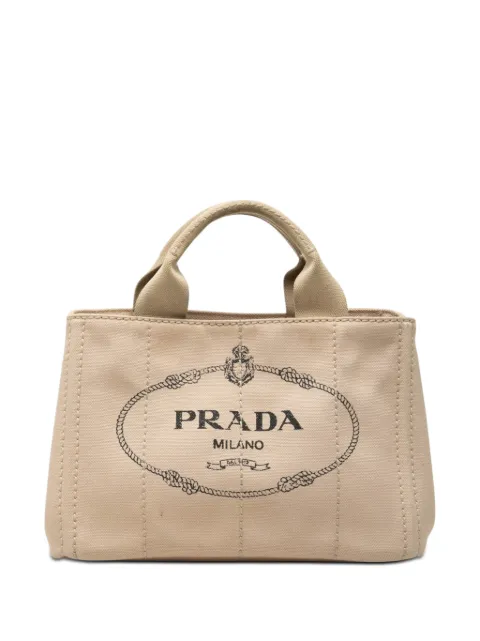 Prada Pre-Owned 2013-2026 Small Canvas Canapa Logo Tote satchel Neutrals X5ZW2N0T293FNX83