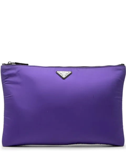 Prada Pre-Owned 2013-2026 Tessuto Padded Zip clutch bag Purple M8ZXTEV36O3JXVQD