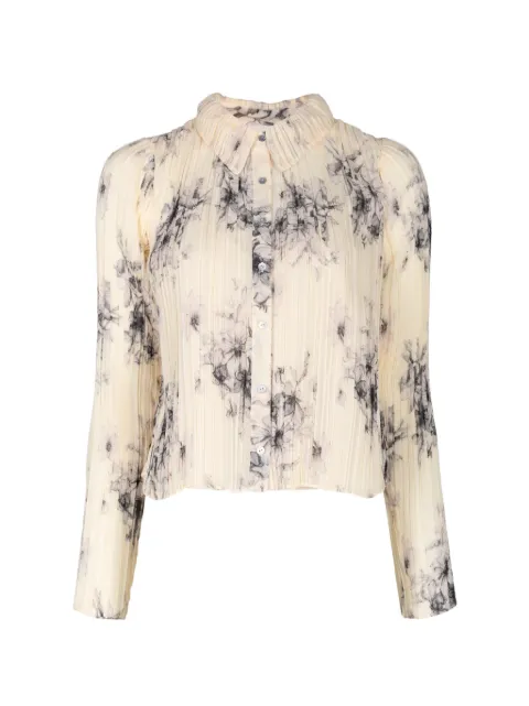 Cinq A Sept Delaine floral-print plissé-effect blouse Neutrals ZW227312207Z