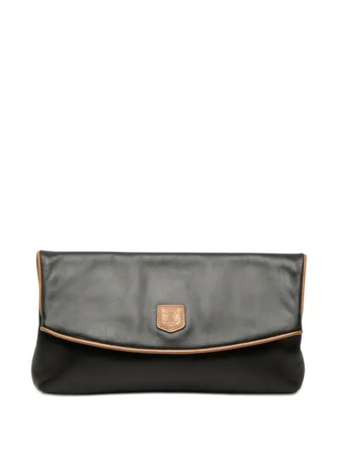 Celine Pre-Owned 2005 Leather Triomphe Foldover clutch bag Black 0FYS6VO62VQPC174