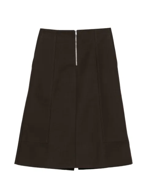 Studio Nicholson Darc front-zip A-line midi skirt Brown DARCSNW1864