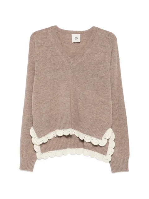The Garment Como crochet-trim V-neck sweater Neutrals 22506