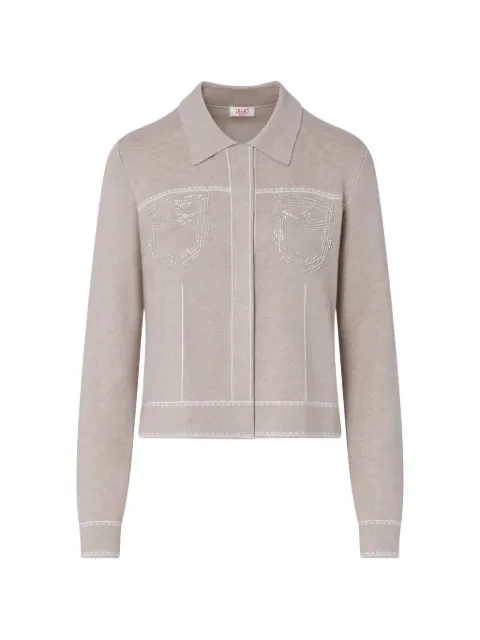 LIU JO knit jacket with beads Neutrals TF6076MS59L