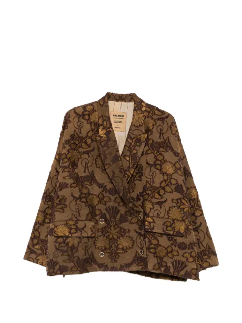 Uma Wang floral-jacquard double-breasted jacket Brown UP6001