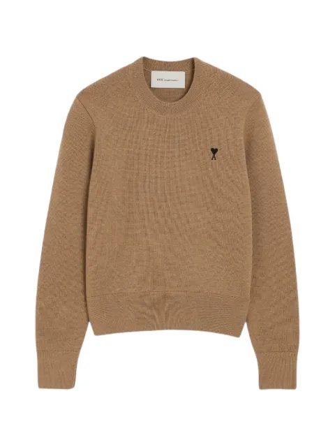 AMI Paris Ami de Coeur logo-embroidered jumper Brown FKS826001