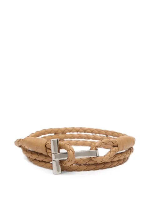 TOM FORD braided leather T bracelet Neutrals JM005ICL002S