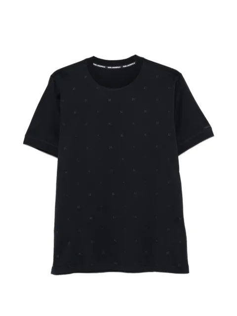 Karl Lagerfeld monogram-embroidered T-shirt Blue 755001563200