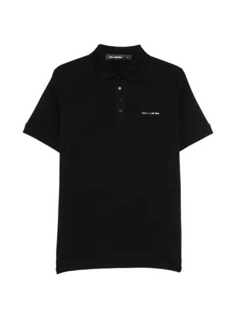 Karl Lagerfeld logo-plaque polo shirt Black 745015563235