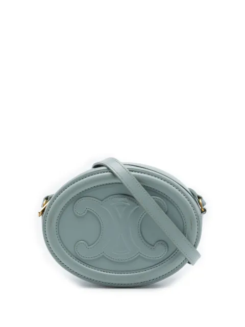 Celine Pre-Owned 2022 Small Calfskin Cuir Triomphe Oval crossbody bag Blue OY9CV7HP0L6W7BM0
