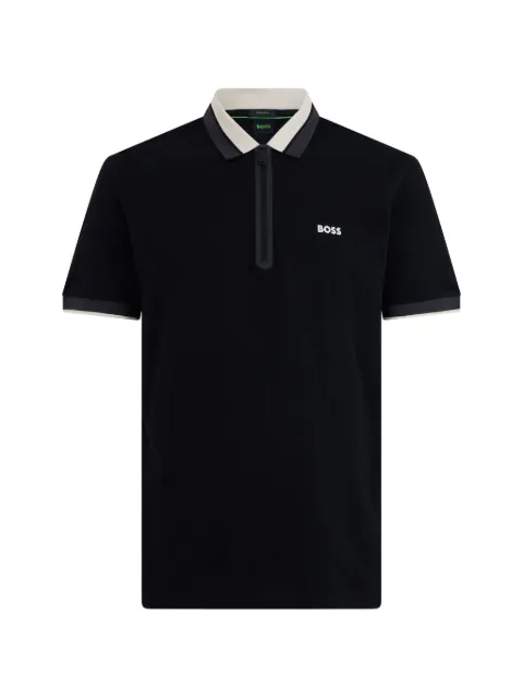 BOSS zip-fastening logo-print polo shirt Black 50558076