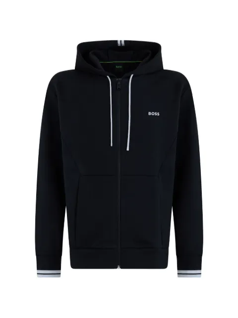 BOSS logo-print zip-up hoodie Black 50542974
