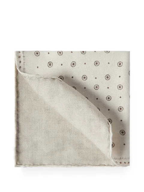 Brunello Cucinelli silk pocket square with geometric design Neutrals MR8920091CGB05
