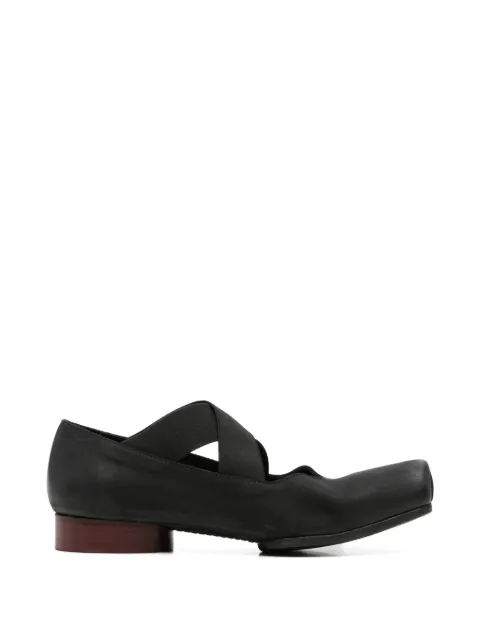 Uma Wang crossover-strap square-toe ballet flats Black US9006