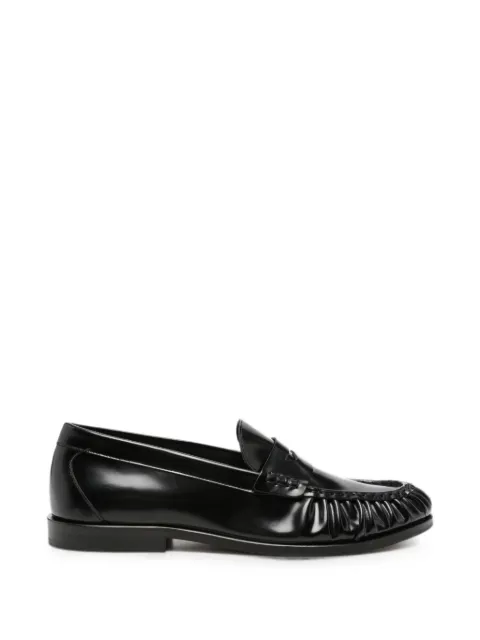 VINNY'S ruched-detail leather loafers Black 18501