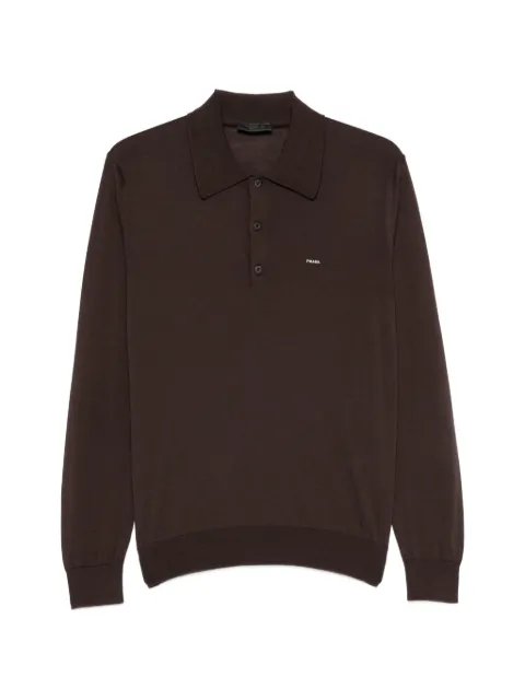Prada long-sleeved superfine wool polo sweater Brown UMF147S00018DY
