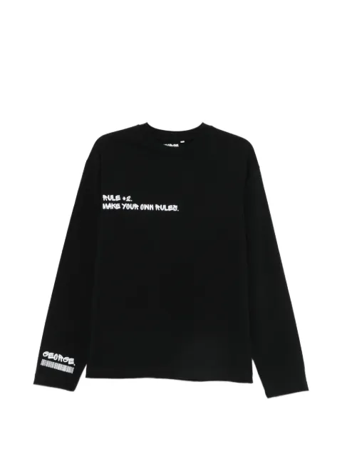 GEORGE. slogan-print long-sleeve T-shirt Black APEXG1LSHVY029