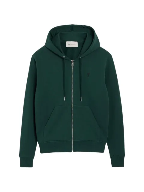 AMI Paris Ami de Coeur zip-up hoodie Green HSW765730