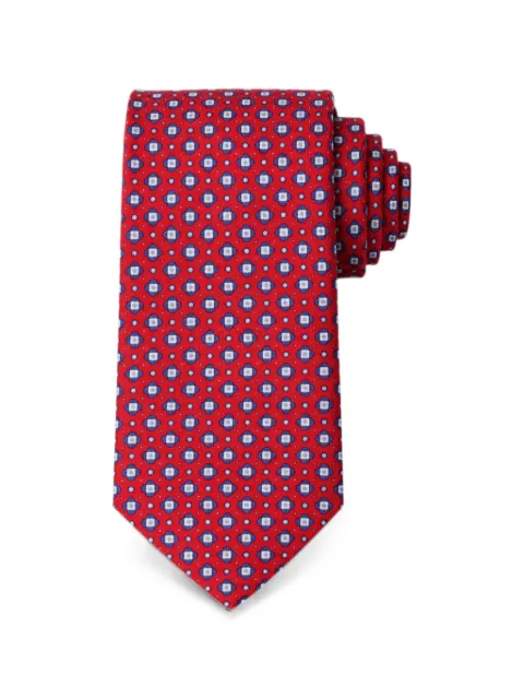 Bona Furtuna geometric-print silk tie Red 100088C17