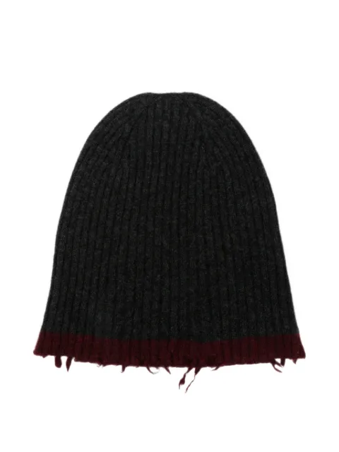 Uma Wang ribbed-knit distressed beanie hat Grey UK0051