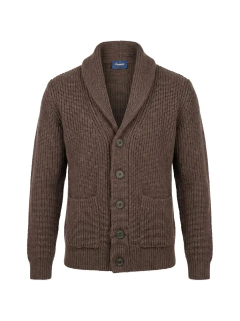 Drumohr shawl-collar ribbed cardigan Brown D5M419PNL