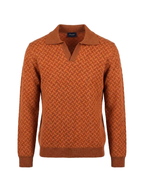 Drumohr geometric-pattern cashmere sweater Orange D2K146OD