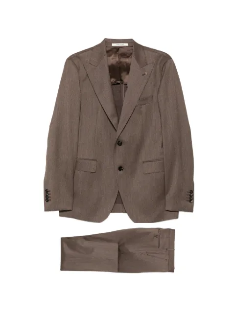 Tagliatore peak-lapels wool suit Brown 2SVS26B11AI060107U26I247