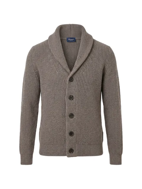Drumohr ribbed-knit shawl-collar sweater Brown D5M419PNL